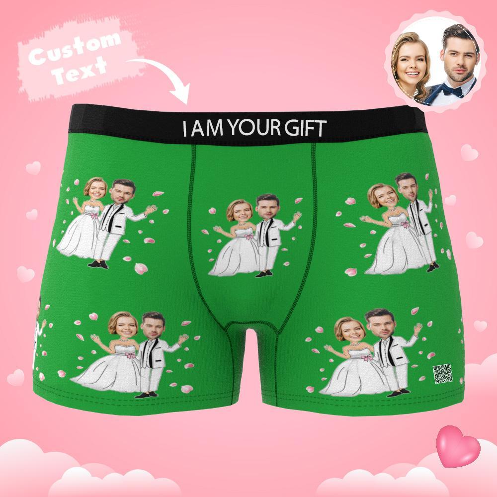 Cueca Boxer Com Foto Personalizada Casamento Casamento Cueca Masculina Presente Para Namorado Vista Ar - soufeelbr