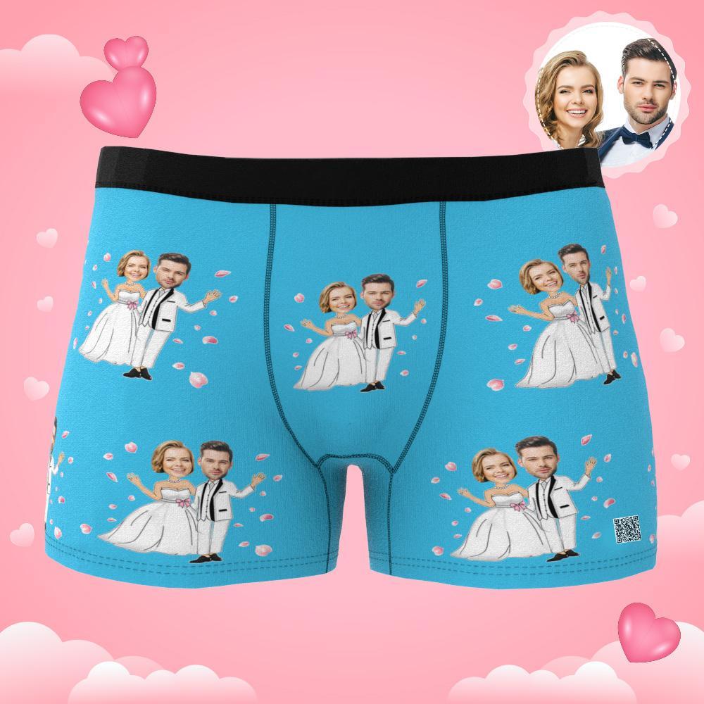 Cueca Boxer Com Foto Personalizada Casamento Casamento Cueca Masculina Presente Para Namorado Vista Ar - soufeelbr