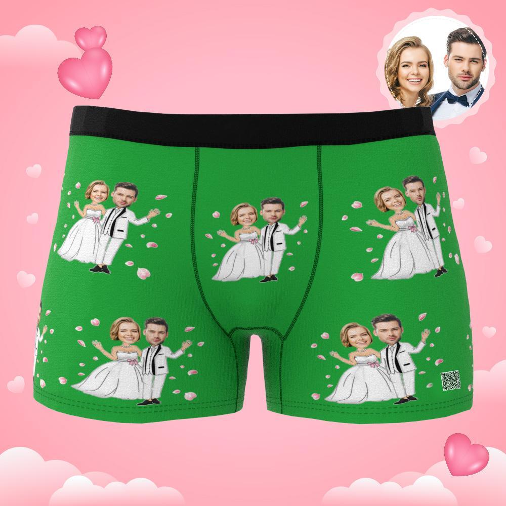 Cueca Boxer Com Foto Personalizada Casamento Casamento Cueca Masculina Presente Para Namorado Vista Ar - soufeelbr