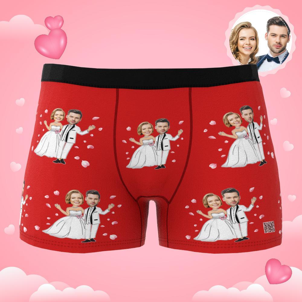 Cueca Boxer Com Foto Personalizada Casamento Casamento Cueca Masculina Presente Para Namorado Vista Ar - soufeelbr