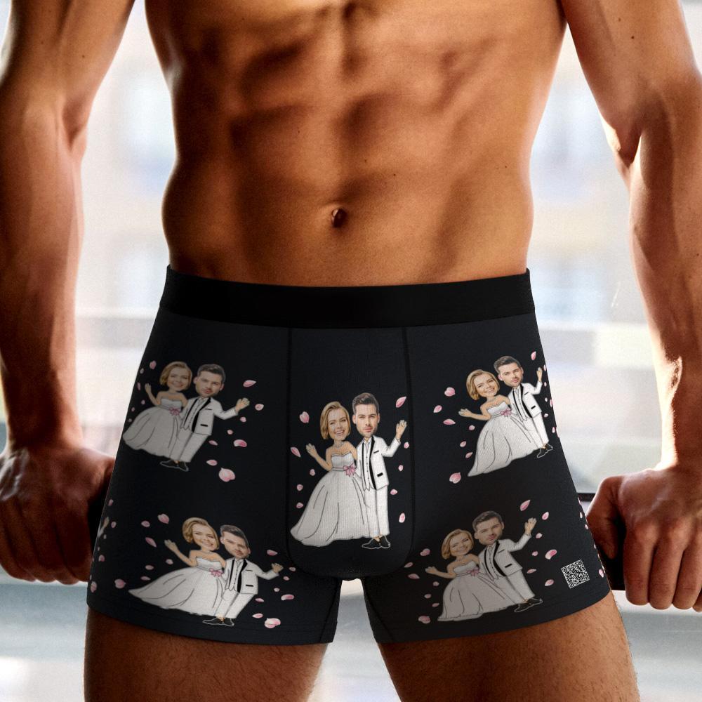 Cueca Boxer Com Foto Personalizada Casamento Casamento Cueca Masculina Presente Para Namorado Vista Ar - soufeelbr