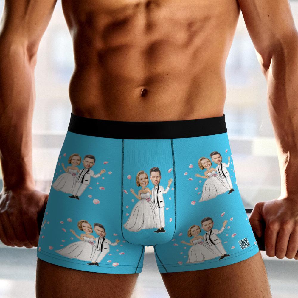 Cueca Boxer Com Foto Personalizada Casamento Casamento Cueca Masculina Presente Para Namorado Vista Ar - soufeelbr