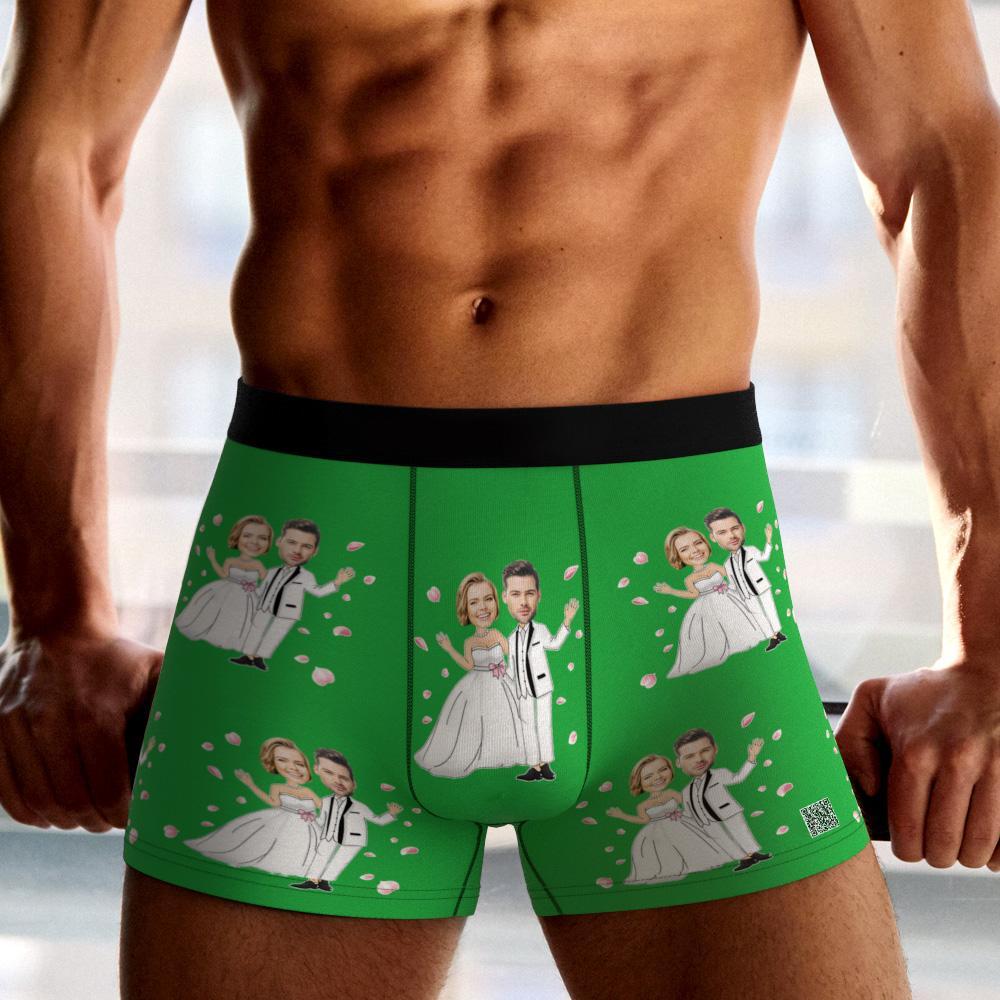 Cueca Boxer Com Foto Personalizada Casamento Casamento Cueca Masculina Presente Para Namorado Vista Ar - soufeelbr