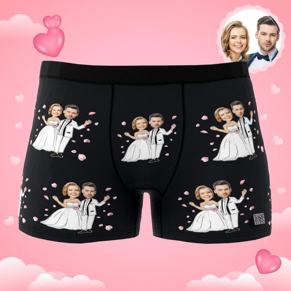 Cueca Boxer Com Foto Personalizada Casamento Casamento Cueca Masculina Presente Para Namorado Vista Ar - soufeelbr