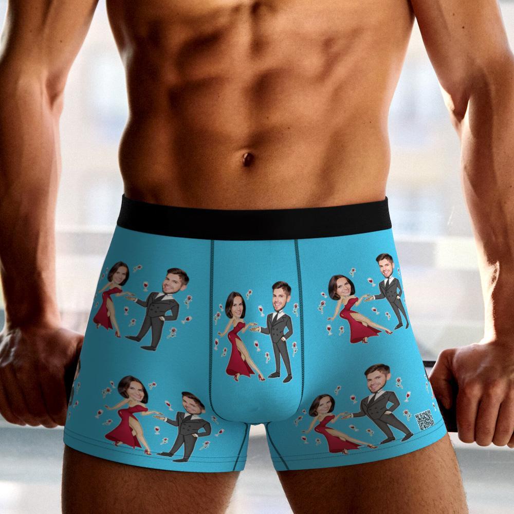 Boxer Com Foto Personalizada, Vestido Duplo, Roupa Íntima Masculina, Presente Para Namorado, Ar View, Presente De Dia Dos Namorados - soufeelbr