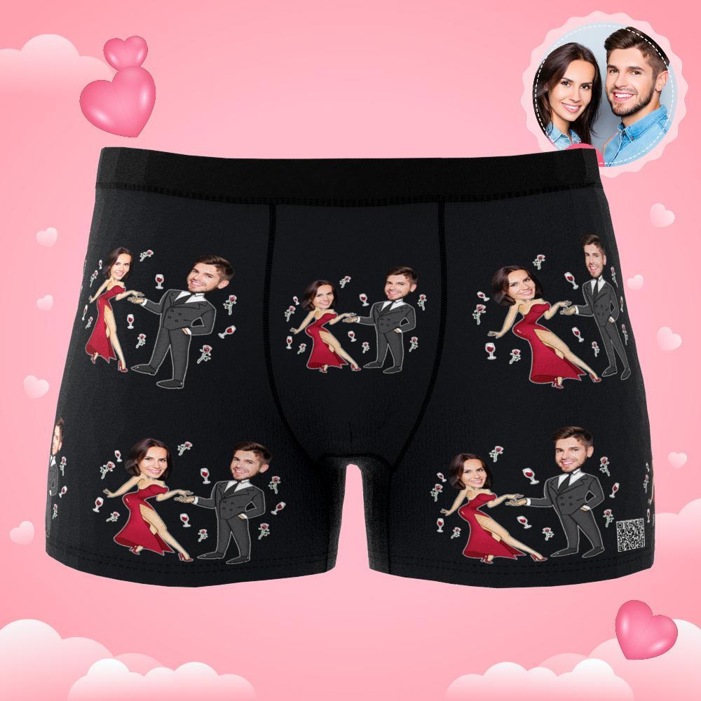 Boxer Com Foto Personalizada, Vestido Duplo, Roupa Íntima Masculina, Presente Para Namorado, Ar View, Presente De Dia Dos Namorados - soufeelbr