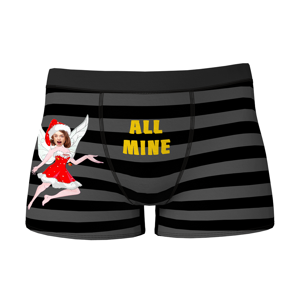 Custom Face Christmas Boxer, Cute Christmas Elf Boxer, Best Christmas Gift For Boyfriend