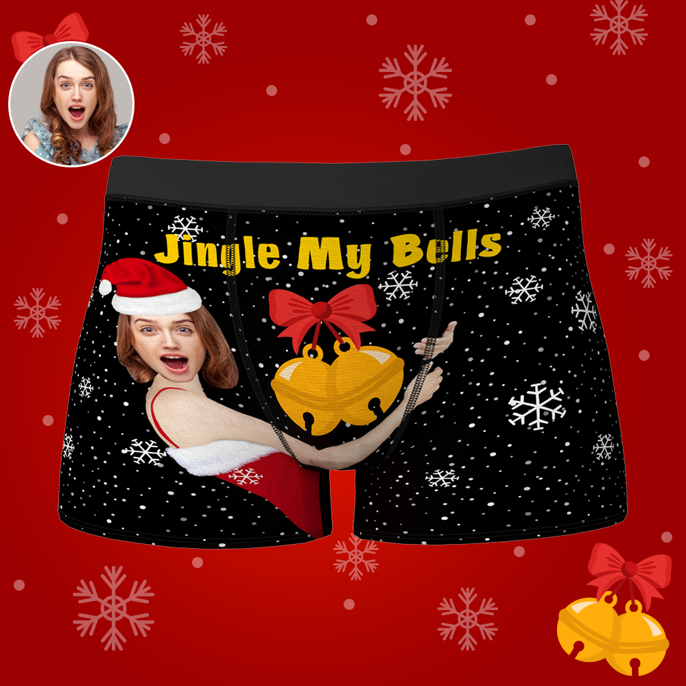 Custom Face Christmas Boxer, Funny Jingle My Bells Boxer, Melhor Presente De Natal Para Namorado