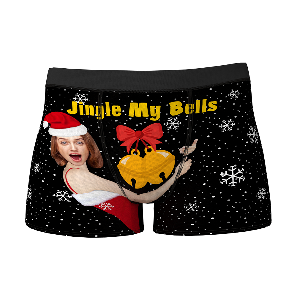 Custom Face Christmas Boxer, Funny Jingle My Bells Boxer, Melhor Presente De Natal Para Namorado