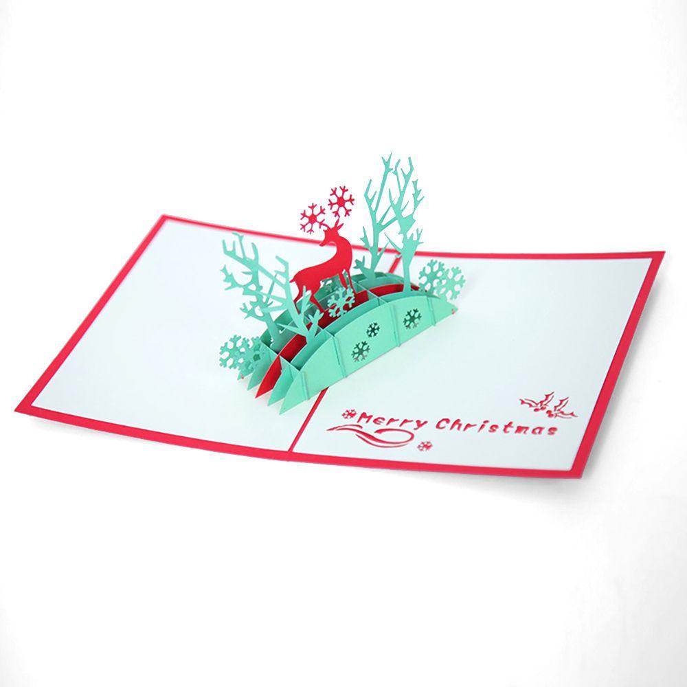 Cartão Comemorativo 3D Veado Vermelho Natal