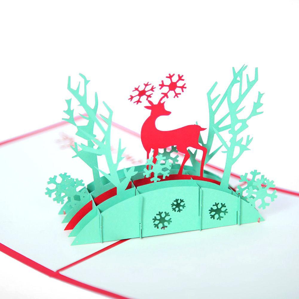 Cartão Comemorativo 3D Veado Vermelho Natal