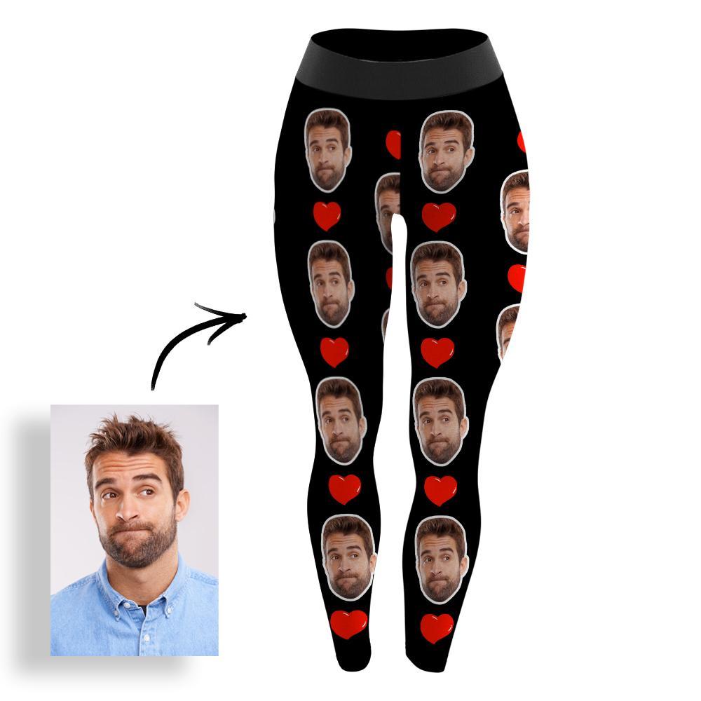 Leggings De Rosto Personalizadas Leggings De Ioga Para Fotos - Coração