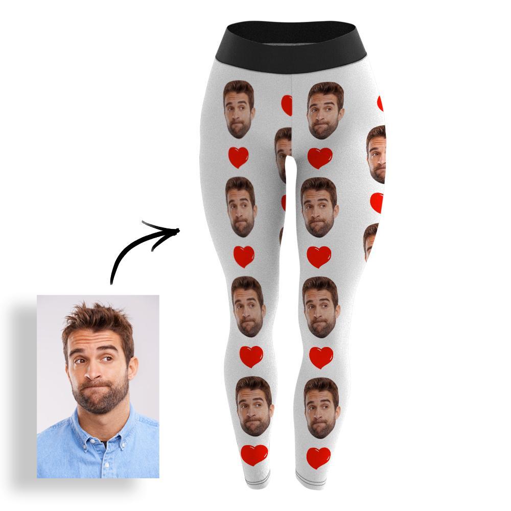 Leggings De Rosto Personalizadas Leggings De Ioga Para Fotos - Coração