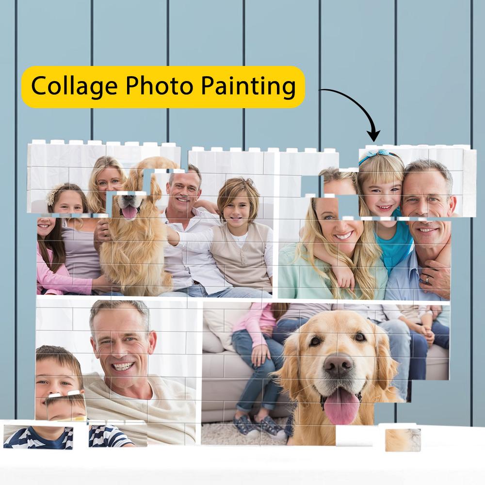Colagem Personalizada De Tijolos De Construção Com Fotos Personalizadas Em Formato Quadrado Para Presente Para Seu Ente Querido - soufeelbr