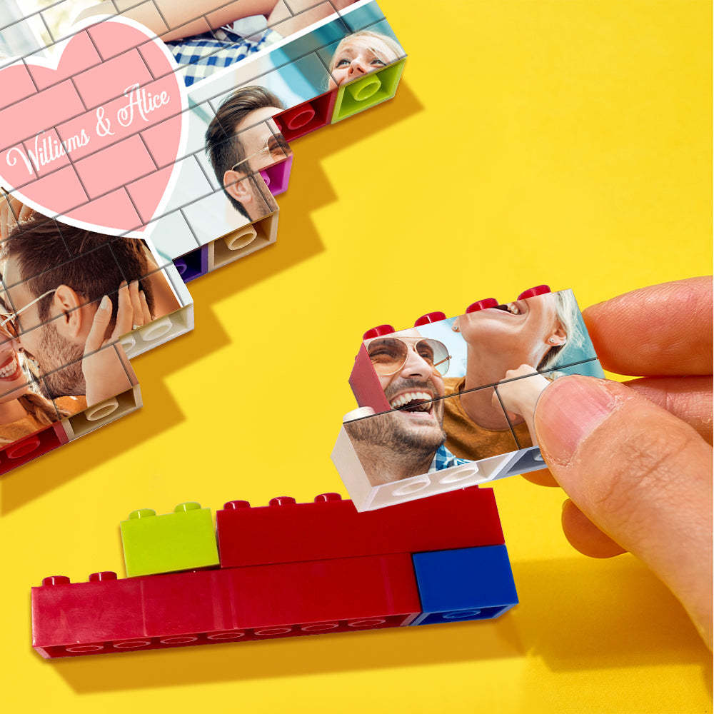Quebra-cabeças De Tijolos De Construção De Cores Personalizadas Colagem Personalizada Bloco De Fotos Presentes Para Amantes - soufeelbr