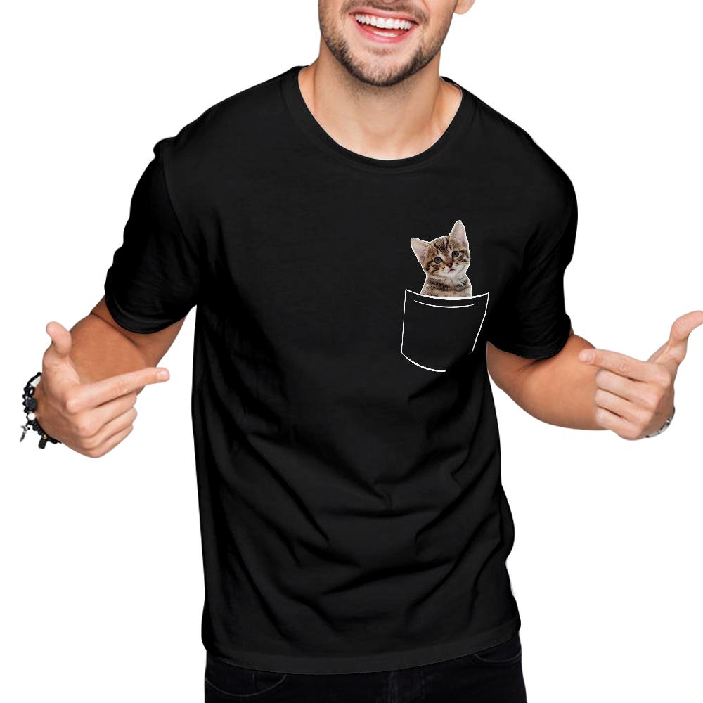 Camiseta Personalizada Com Retrato De Animal De Estimação Camiseta Personalizada Com Foto Falsa De Bolso