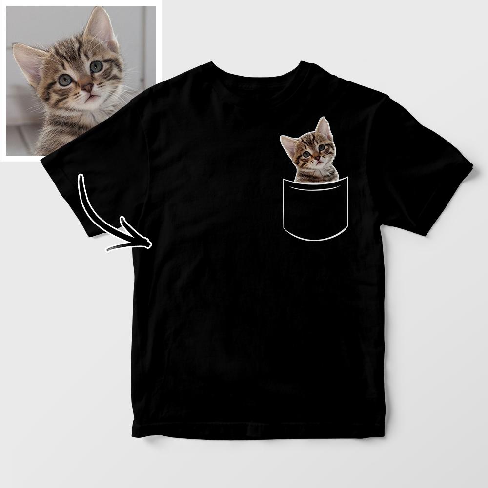 Camiseta Personalizada Com Retrato De Animal De Estimação Camiseta Personalizada Com Foto Falsa De Bolso