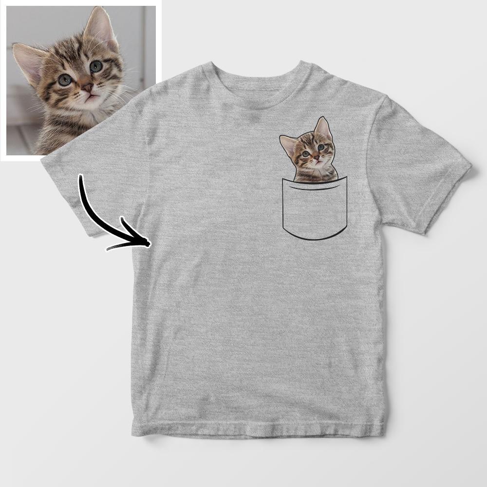 Camiseta Personalizada Com Retrato De Animal De Estimação Camiseta Personalizada Com Foto Falsa De Bolso