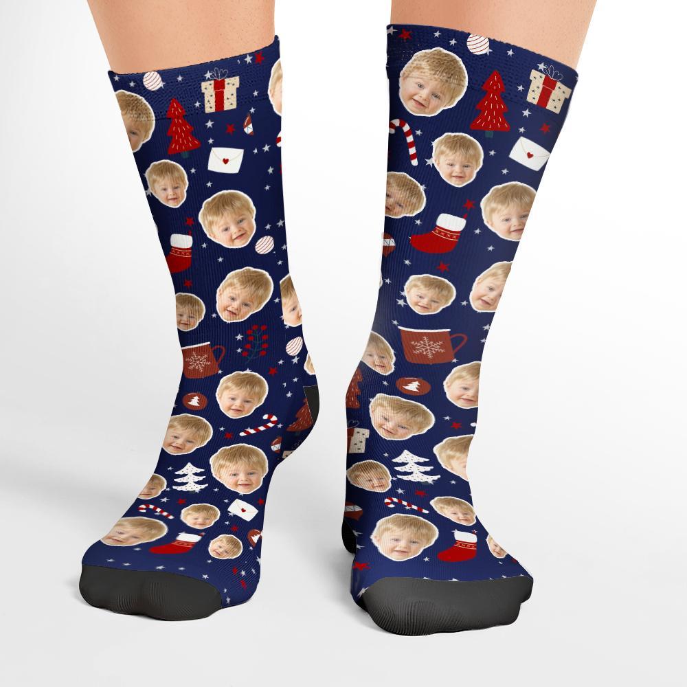 Meias Personalizadas Com Fotos De Natal Engraçadas Com Árvore De Natal