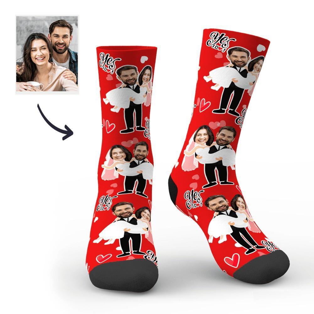 Meias com Foto Personalizada, Meias com Rosto Romntico de Casamento