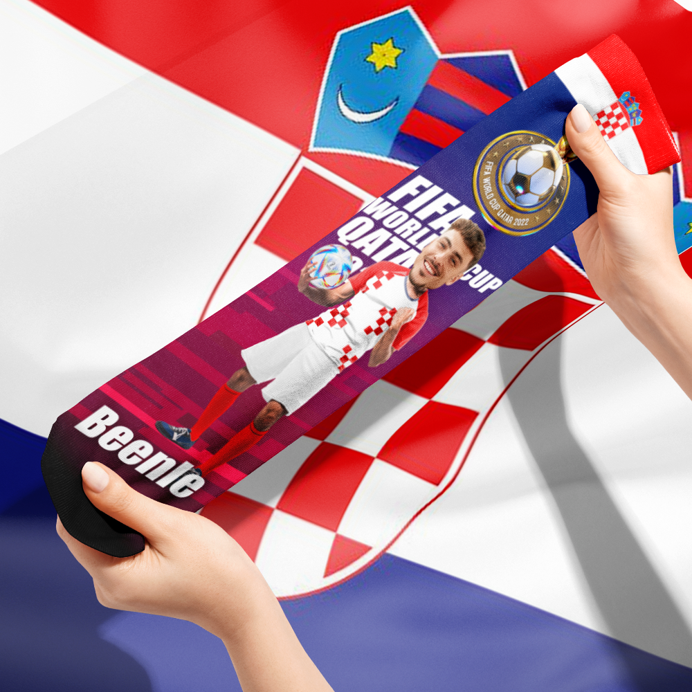 Meias Personalizadas Impressas Em 3d Com Seu Texto Meias Personalizadas Da Copa Do Mundo 2022 - Croácia - soufeelbr