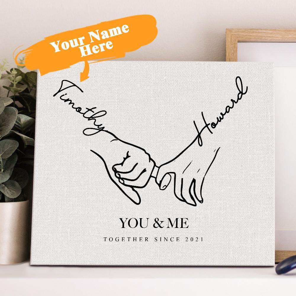 Impressão Em Tela De Arte De Parede Com Nome Personalizado, Aniversário De Casal Personalizado Ou Presente De Casamento