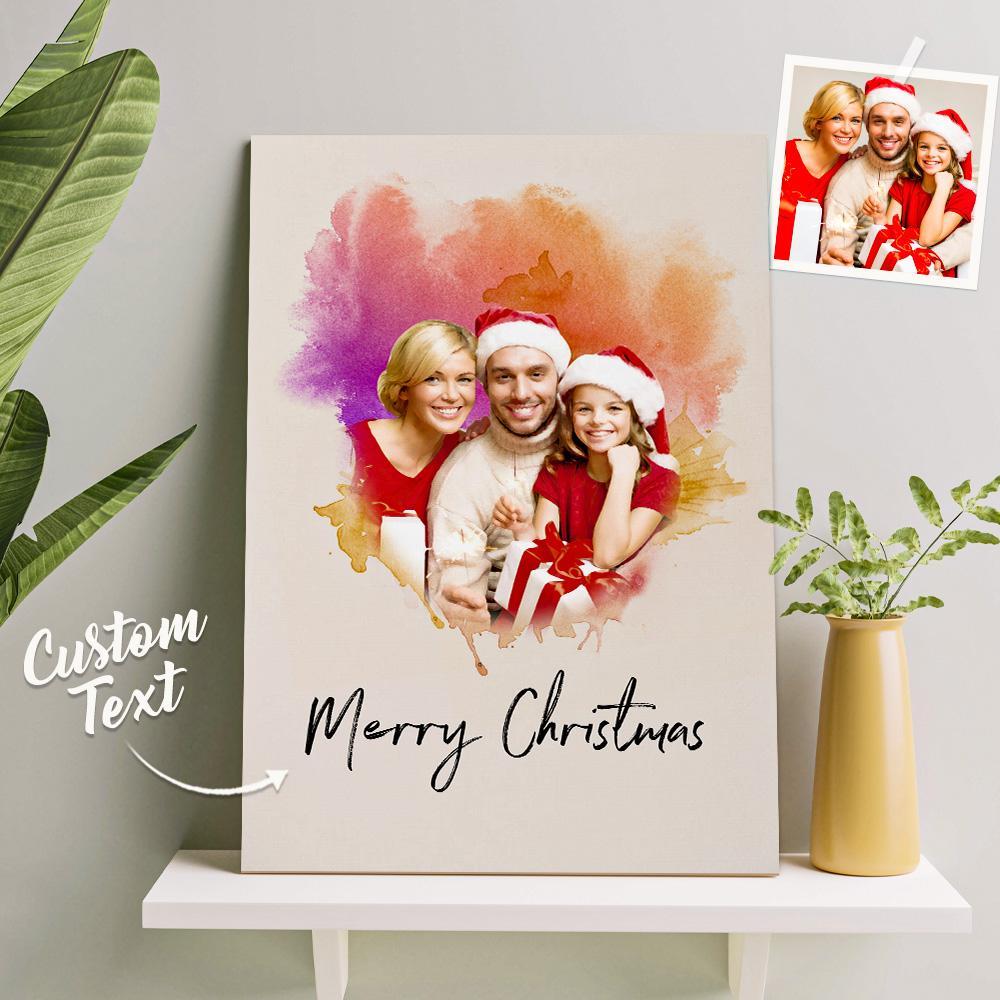 Arte De Parede Personalizada Foto Em Aquarela Pintura A Óleo Presente Sem Moldura Para Presente De Natal Em Família - soufeelbr