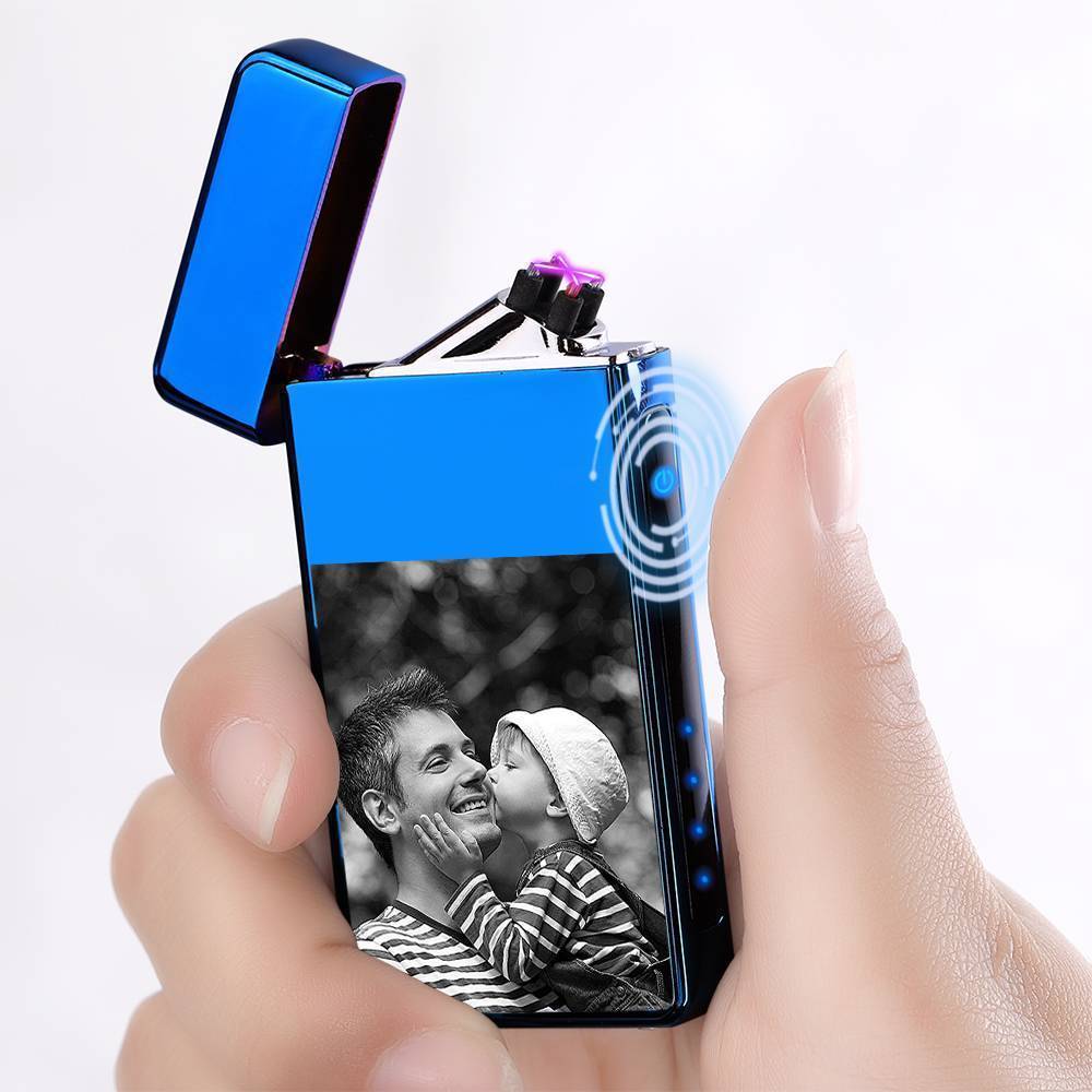 Isqueiro com Foto com Gravada, Isqueiro Azul Elétrico ótimo Presente para Fumante