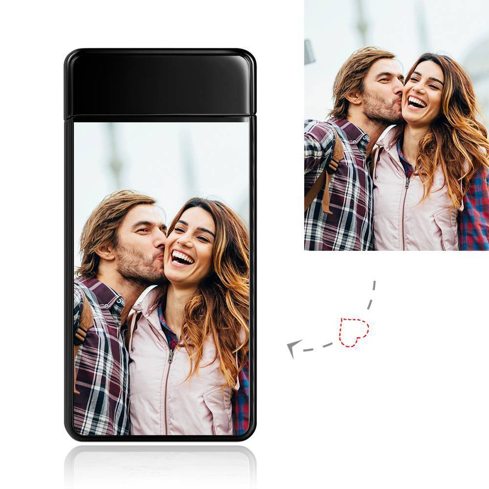 Isqueiro com Foto, Isqueiro Preto Gravável com Foto Personalizada Presente