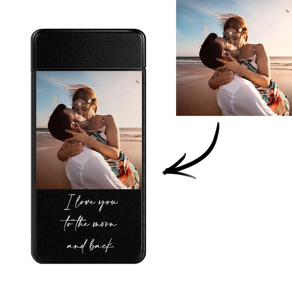 Isqueiro Personalizado Com Foto Gravada Em Prata E Preto - soufeelbr