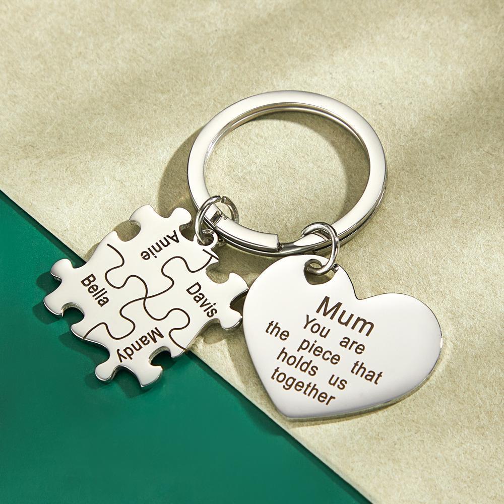 Quebra-cabeça Gravado Chaveiro Em Forma De Coração Chaveiro Personalizado Presente De Dia Das Mães - soufeelbr