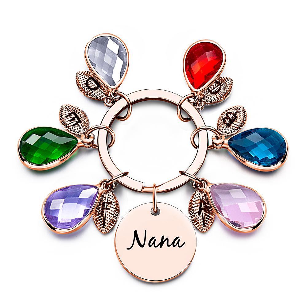 Chaveiro Com Pedra De Nascimento Personalizada Folha Presente Delicado - soufeelbr