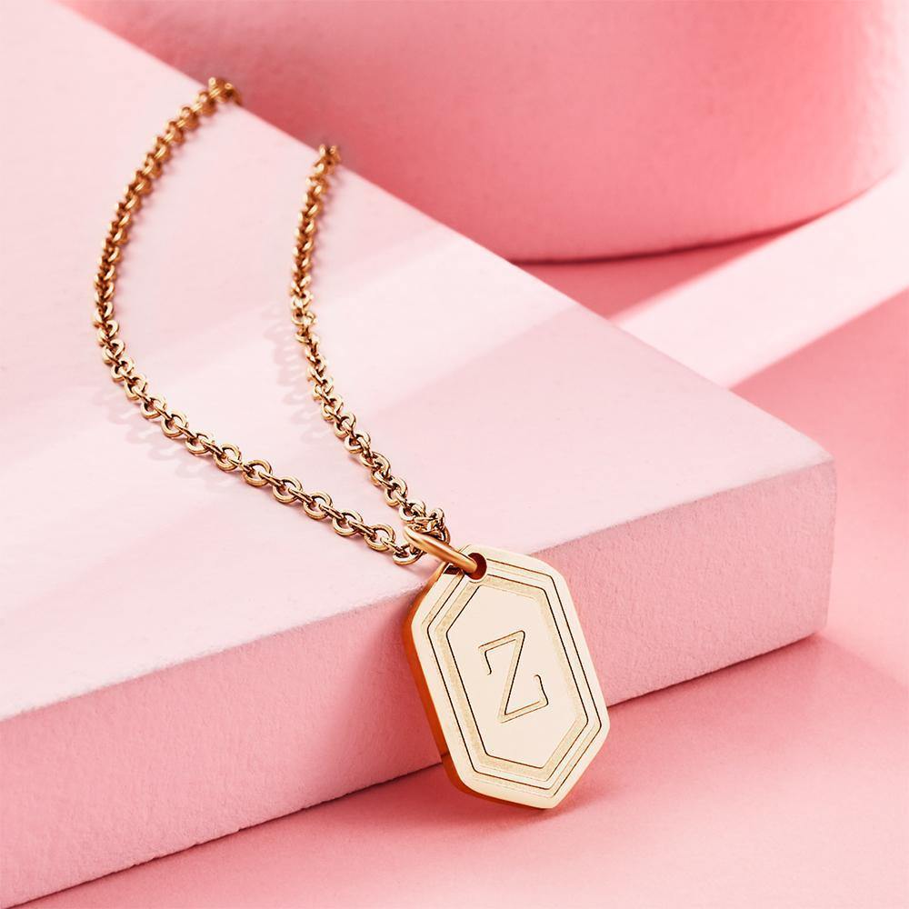 Custom Engraved Initial Necklace Gifts for Someone Rose Gold Plated Stainless Steel - soufeelus