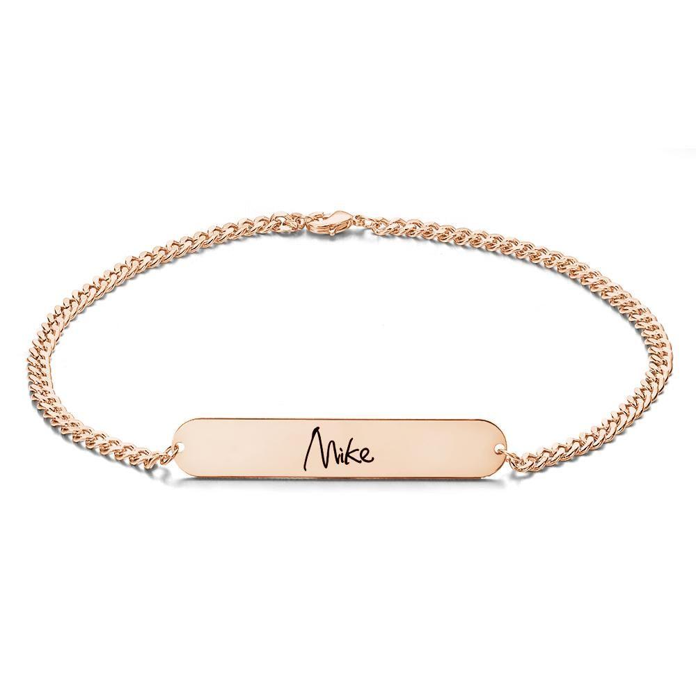 Pulseira Personalizada Pulseira Masculina Pulseira com Nome em Inglês Antigo Pulseira com Nome Presente Perfeito - Banhado a Ouro Rosa