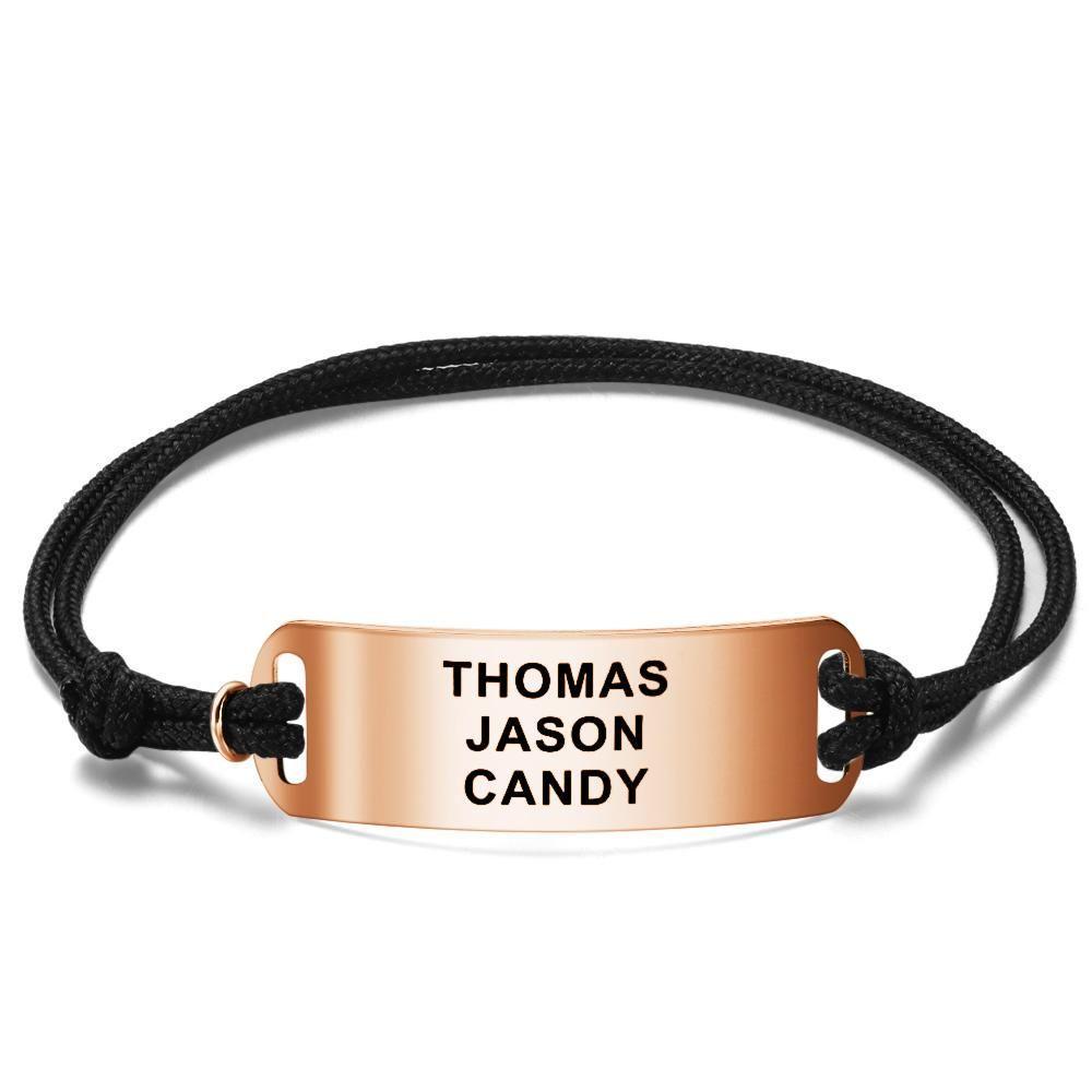 Pulseira Personalizada Pulseira de Couro Corrente Espessa Pulseira Gravável Pulseira com Nome Personalizado Presente para Homens - Banhado a Ouro 14k