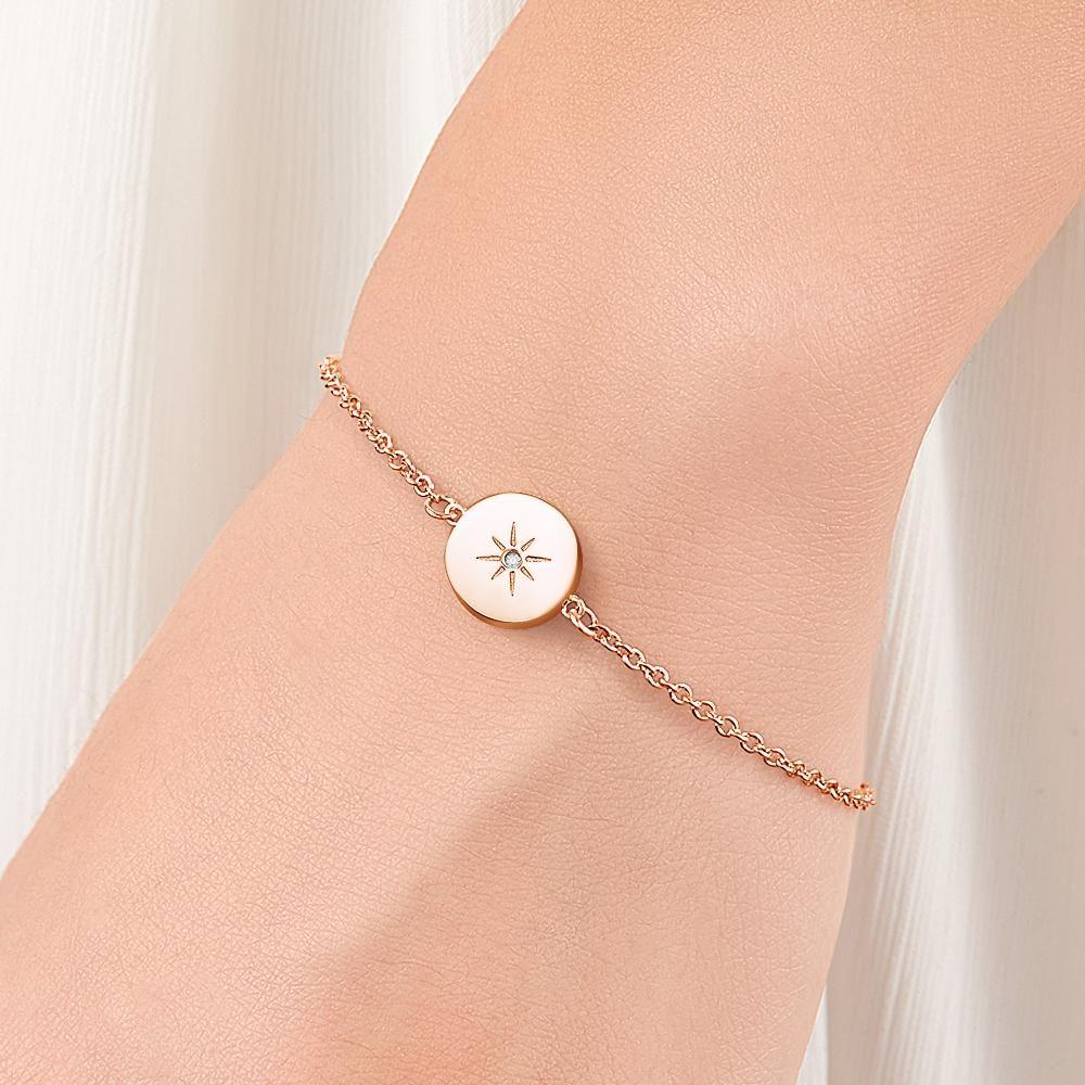 Pulseira Personalizada Pulseira Gravada Com Bracelete De Luz Do Sol Presente Para Ela Banhado A Ouro Rosa