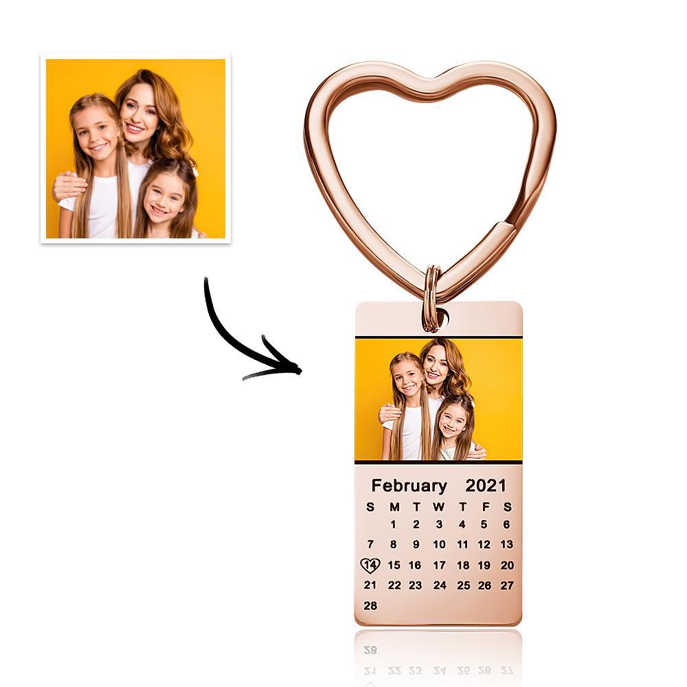 Chaveiro Personalizado Com Foto Calendário Chaveiro Cor Prata Com Coração Chaveiro Com Foto Dia Das Mães - soufeelbr