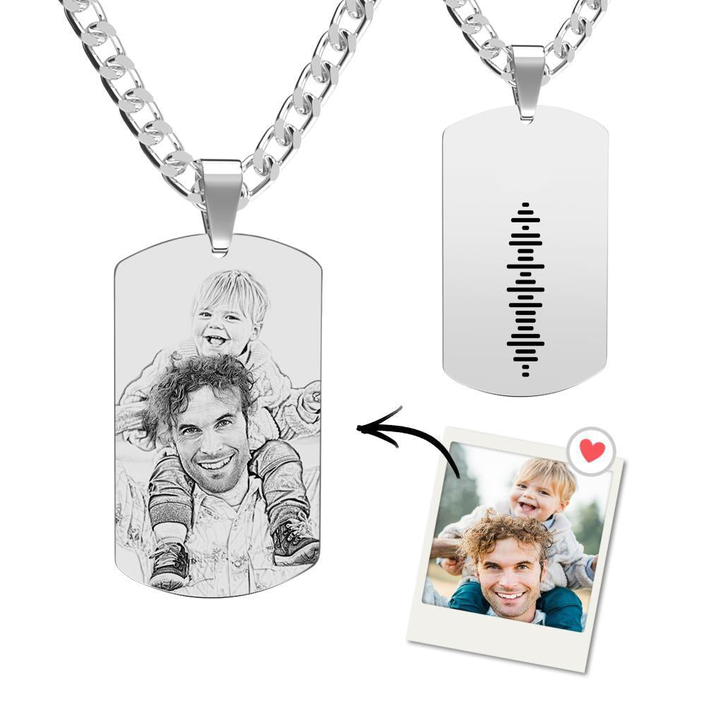 Colar com código de música escaneável com etiqueta gravada presentes para namorado/marido