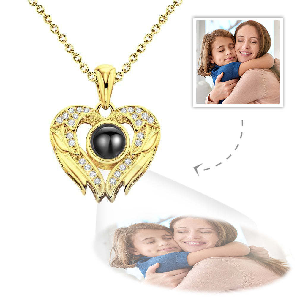 Colar De Projeção De Fotos Personalizado Colar De Fotos Com Asas De Anjo Personalizado Presentes Exclusivos Para A Mãe