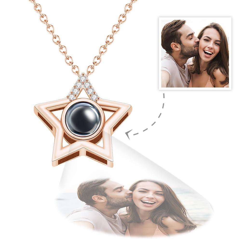 Colar de projeção de foto personalizado com pingente de estrela com pingente de presente comemorativo - soufeelbr
