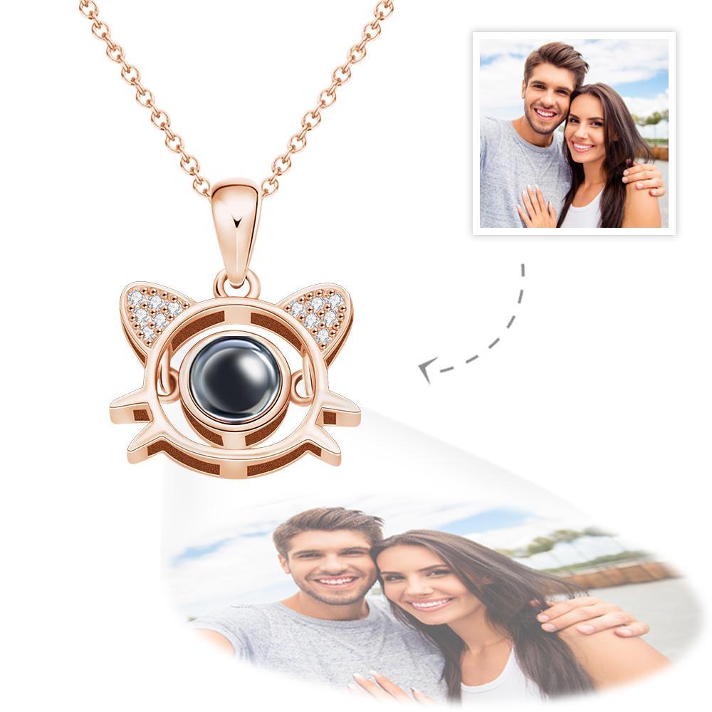 Colar Com Pingente De Gato Para Projeção De Fotos Personalizado Presente Para Mulheres - soufeelbr