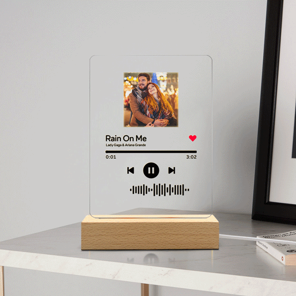 Placa De Música Personalizada Scannable Music Glass Night Light Presentes De Natal
