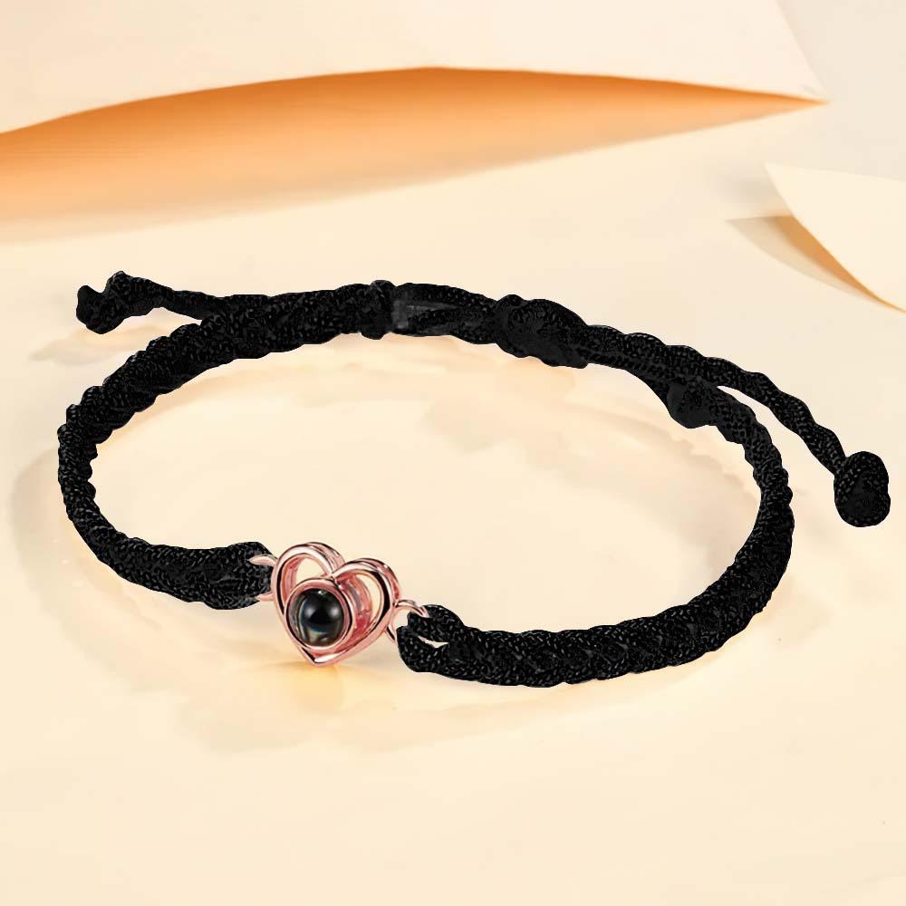 Pulseira De Corda Trançada De Projeção De Foto Personalizada Memorial Photo Inside Pulseira Presentes Para Ela - soufeelbr