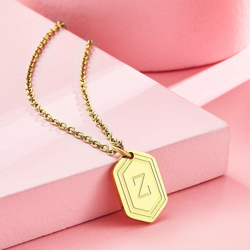 Custom Engraved Initial Necklace Gifts for Someone 18k Gold Plated Stainless Steel - soufeelus