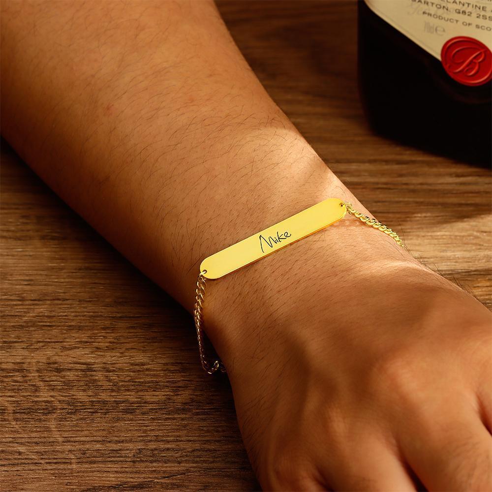Pulseira Personalizada Pulseira Masculina Pulseira com Nome em Inglês Antigo Presente Personalizado Banhado a Ouro 14k