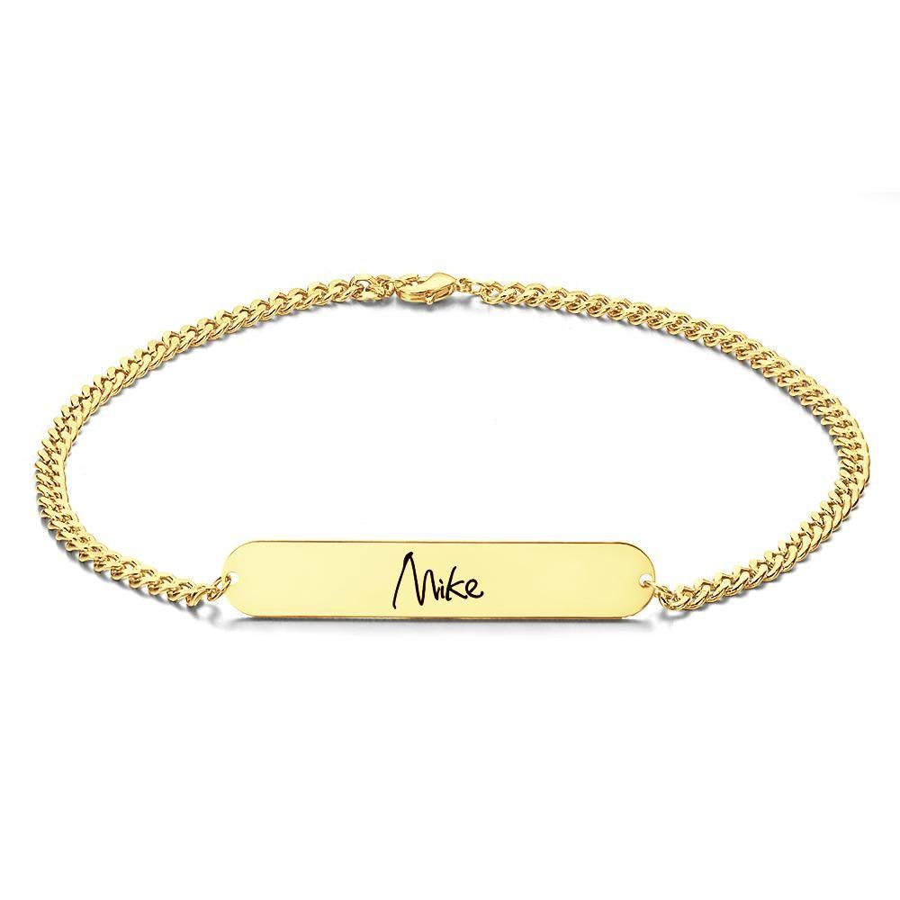 Pulseira Personalizada Pulseira Masculina Pulseira com Nome em Inglês Antigo Presente Personalizado Banhado a Ouro 14k