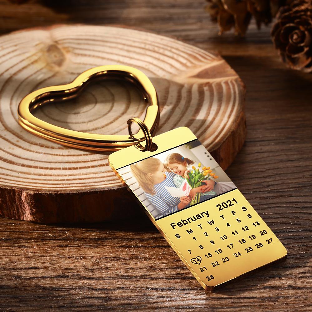 Chaveiro Personalizado Com Foto Calendário Chaveiro Cor Prata Com Coração Chaveiro Com Foto Dia Das Mães - soufeelbr