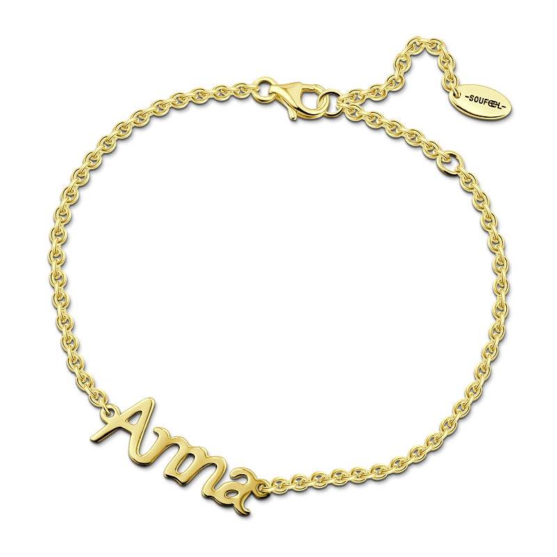 Pulseira Personalizada Pulseira com Nome Personalizado Prata Banhado a Ouro Rosa - Comprimento Ajustável