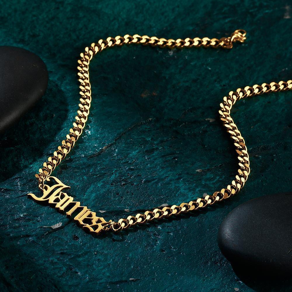 Pulseira Personalizada Pulseira Masculina Personalizada Pulseira Guloseima com Nome Presente Hipoalergênico para Namorado - Banhado a Ouro Rosa