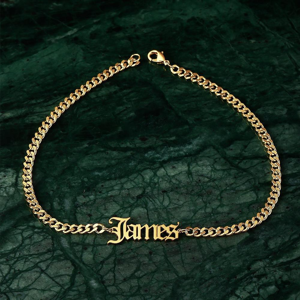 Pulseira Personalizada Pulseira Masculina Personalizada Pulseira Guloseima com Nome Presente Hipoalergênico para Namorado - Banhado a Ouro Rosa
